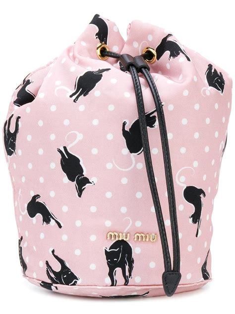 miu miu cat print bucket bag|Designer Leather Bucket Bags .